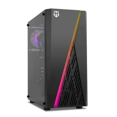 Imagen de NOX HUMMER FROST NXHUMMERFROST Microtorre micro ATX,ATX, hasta 6 ventiladores 160mm, diseño gaming, tira LED ARGB rainbow, ventana cristal templado, graficas gran tamaño, USB 3.0, negro