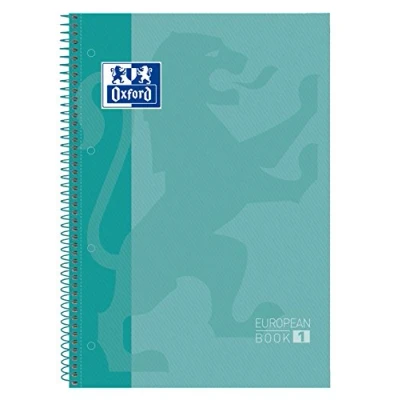 Imagen de Oxford, Cuaderno A4, cuadricula 5x5, tapa extradura, microperforado, libreta A4 Europeanbook 1, color ice mint