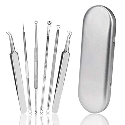 Imagen de Herramientas para Eliminar Puntos Negros Espinillas Granos Acné Comedones Mancha Extractor de Kit 6 Piezas