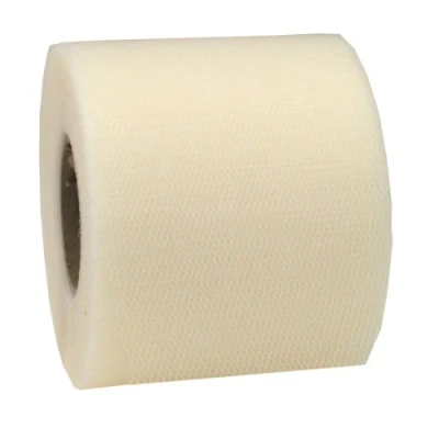Imagen de PRÄSENT VERONA cinta de decoración color crema tul, 50 m largo, 72 mm ancho, embalar, decorar, hacer manualidades, envolver regalos, lazo elegante tul para eventos especiales