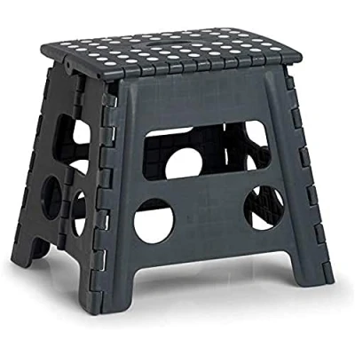 Imagen de Zeller 13035 Taburete Plegable (Plegable, plástico, Certificado TÜV, soporta hasta 150 kg, 37 x 30 32 cm, plástico), Color Gris