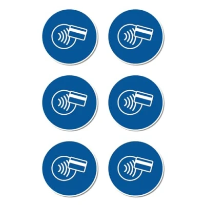 Imagen de NFC Pago aceptado, símbolo de obligación según DIN EN ISO 7010 / ASR A1.3 Pegatinas: Ø 5 cm, 6 unidades