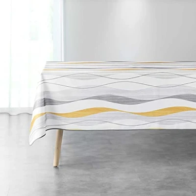 Imagen de Douceur d&#039;Intérieur ONDULYS Mantel Rectangular (150 x 240 cm), Color Blanco y Amarillo