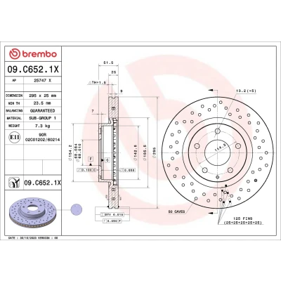 Imagen de BREMBO Disco de freno MAZDA: CX 3, 3 Hatchback, Berlina 295mm 25mm 5 perforado/ventil. int. revestido 09.C652.1X Discos freno,
