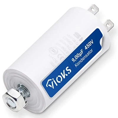 Imagen de VIOKS condensador de motor 450 V 9 µf CBB60 con 6,3 mm AMP banderas y tornillo fijación M8 arranque para electrodomésticos
