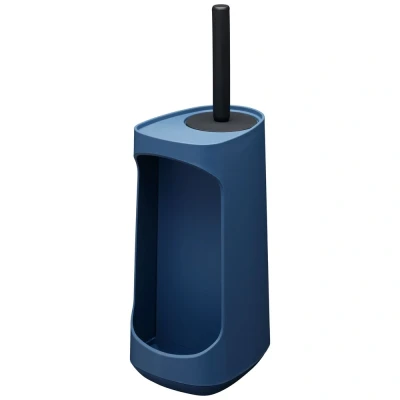 Imagen de Tiger Tess, Escobillero con Capacidad de Almacenamiento Independiente y Swoop®, escobilla WC Flexible Azul/Negro, 187x145x454mm