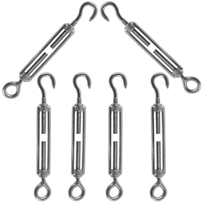 Imagen de M5 Tensor Gancho de Alambre Acero Inoxidable 304 Cuerda Tendedero Hook &amp; Ojo Ajustable Tensores para Cables Toldos 6PCS