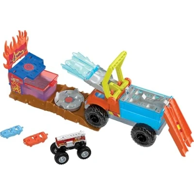 Imagen de Hot Wheels Monster Trucks Arena World Color Shifter Rescate 5 Alarm Camión de Bomberos Pista para Coches Juguete, +3 años (Mattel HPN73)