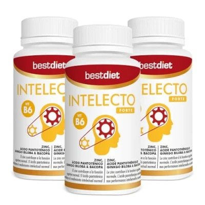 Imagen de BestDiet Intelecto de Best Diet complemento alimenticio a base plantas, zinc y vitaminas contribuye la función cognitiva al rendimiento intelectual Pack 3 botes con 60 cápsulas