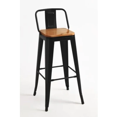 Imagen de Regalos Miguel Taburetes Altos Taburete Torix Respaldo Madera Natural Negro Mate