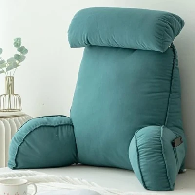 Imagen de Stafeny Almohada Lectura Cama,Cojín con Respaldo Apoyo Lumbar,con Brazos,Lavable,multifunción,Ideal para Trabajar,Leer o Jugar en la Cama/Sofá/Suelo (Blackish Green)