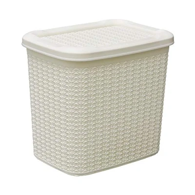 Imagen de JVL 13 363WH Knit Design Loop Caja de Almacenamiento plástico (10 L, 27 x 29 21 cm), Color Marfil, Crema, Talla única