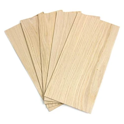 Imagen de wodewa juego de chapas madera roble 4 mm grosor 15 x 14 cm, 5 unidades, chapa aserrada, auténtica, para manualidades, modelismo y bricolaje