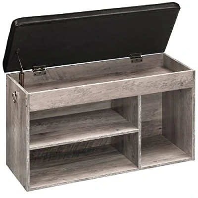Imagen de HOOBRO Banco Zapatero de Entrada, Asiento Acolchado, Armario Zapatero, Estantería para Zapatos, 82 X 31,5 49 cm, Pasillo, Sala Estar EBG40HX01