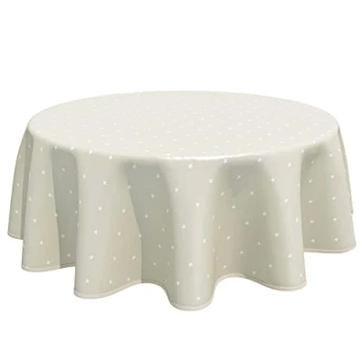 Imagen de Home Direct Mantel de Hule, Redondo 140 cm, Estrellas Beige