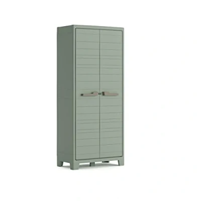 Imagen de Keter Armario Planet Outdoor MultispaceAlmacenaje Interior y ExteriorResinaResistente al Agua con 2 Puertas 8 Baldas Regulables en AlturaColor Verde80 x 44 182 cm