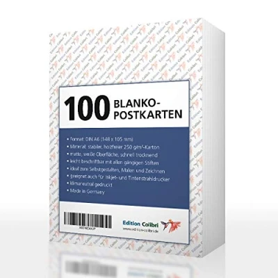 Imagen de Edition Colibri caja 100 postales en blanco para diseñar e imprimir juego de con tarjetas blanco, 250 g papel/en una práctica, adecuada impresoras