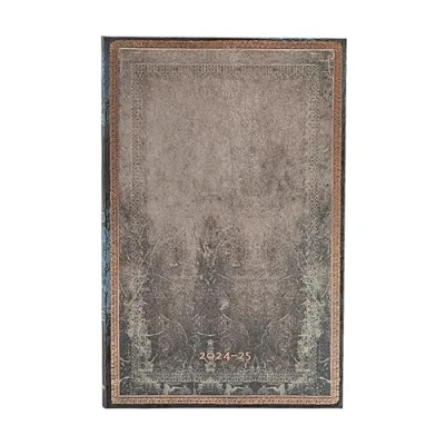 Imagen de Dove Grey (Old Leather Collection) Maxi 18 month Vertical Hardback Dayplanner 2025 (Elastic Band Closure)