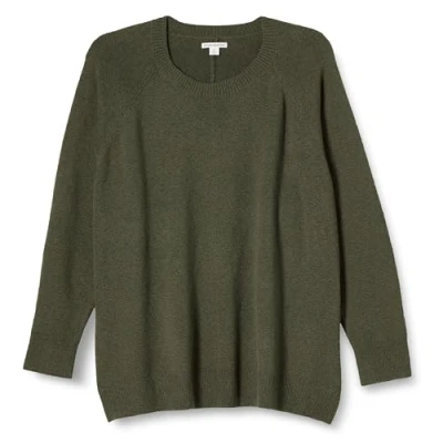 Imagen de Amazon Essentials Jersey de Tacto Suave con Cuello Redondo, Manga Larga y Corte Clásico Mujer, Verde Oliva Oscuro, XS