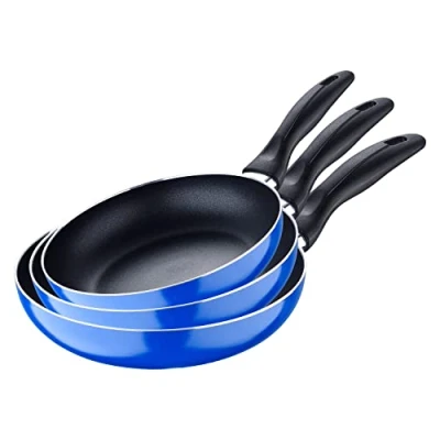 Imagen de San Ignacio Blue Paradise Sartenes Antiadherentes Set de 3 Piezas Fabricadas con Aluminio Prensado Juego 16, 20 y 24 cm Diámetro Aptas en Todo Tipo Cocinas