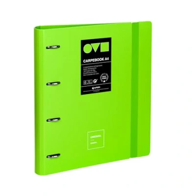 Imagen de Grafoplas Archivador 4 Anillas A4 Carpebook Polyfoam Resistente y Ultraligero Unequal Minimal Verde Incluye Recambio, Separadores Sobre Perfecto para Organizar Materias Escolares