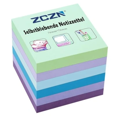 Imagen de ZCZN Notas Adhesivas 76 x mm, 6 Libros de Autoadhesivas, 80 Hojas/Libro, Postis Pequeños Adecuadas para (5 Colores Mixtos)