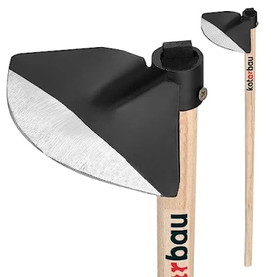 Imagen de KOTARBAU® azada de jardín semicircular 210 x 85 mm con mango madera 110 cm, para malas hierbas, herramienta trasplantar, deshierbe, cuidado del jardín, accesorios