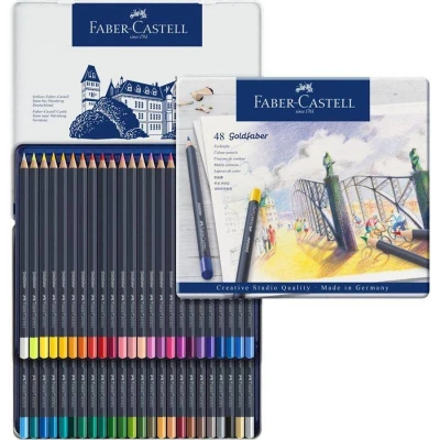 Imagen de Estuche de 48 lápices colores acuarelables goldfaber aqua caja