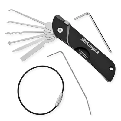 Imagen de MULTIPICK Navaja de bolsillo [7 Herramientas EDC Edition Negro] Ganzua Suiza Lockpicking Set Juego Ilaves Bumping Arrastre Maestras para Abrir Cerraduras