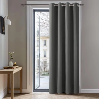 Imagen de Deconovo Cortinas Dormitorio Salon Opacas Moderna con Ojales, Termicas Aislantes Frio y Calor 132x242 cm(Ancho x Alto) Gris Claro, 1 Pieza