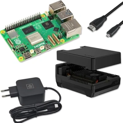 Imagen de Raspberry Pi 5 Kit profesional de 8 GB Argon Neo M.2 NVMe PCIe Carcasa Fuente alimentación USB C 27 W Cable Micro HDMI RAM