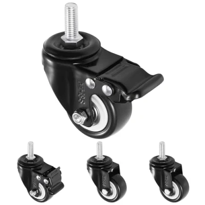 Imagen de H&amp;S Ruedas para Muebles Pesados 4x Giratorias con Freno Max. 200 kg Mover Doble Rodamiento y Fijación Tornillos M10 Negras 50mm
