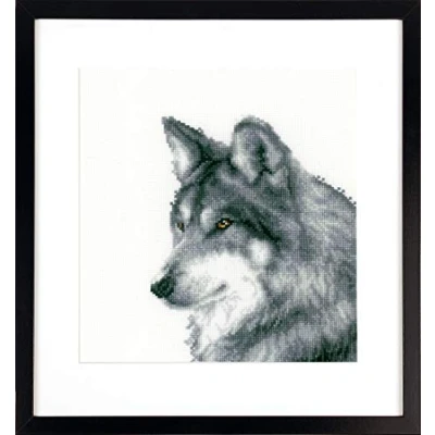 Imagen de Vervaco Kit de Punto Cruz, diseño Lobo, Algodón, Blanc, 15 x 18cm
