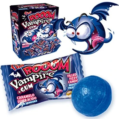 Imagen de 50 gomas de mascar Fini Bubble Gum Vampire Boom Vampiro azul Chewing