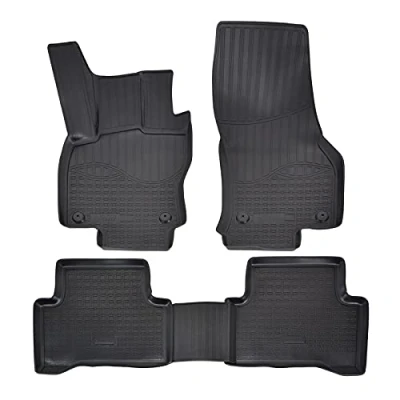 Imagen de Alfombrillas de Goma 3D para Coche, compatibles con Touran 2, a Partir 2015, Ajuste Individual Borde Alto Aprox. 4 5 cm, Todas Las Condiciones climáticas, Piezas