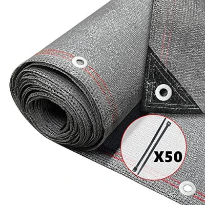 Imagen de VOUNOT Malla Sombreo y Ocultación 1.8x10m, Valla Privacidad 230 g/m² HDPE Protección UV, Red de Sombra con Bridas, para Jardín, Huerto, Balcón, Gris