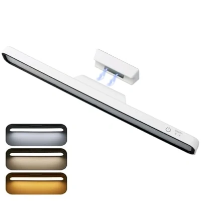 Imagen de Vesaneae Luz LED Armario, Cocina Bajo Mueble, Armario Recargable, Luces sin Enchufe, Barra USB, Brillo Regulable con 3 Colores, Magnética 1200mAh para Armarios