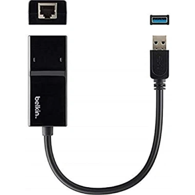 Imagen de Belkin B2B048 Adaptador USB a 3.0 Gigabit Ethernet (compatible con Nintendo Switch), color negro