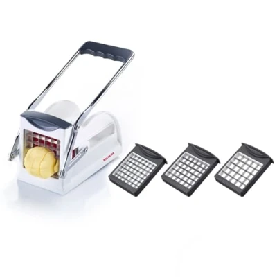Imagen de Westmark Cortador de patatas fritas y verduras/frutas con tres insertos corte acero inoxidable, Blanco/antracita, 11802260