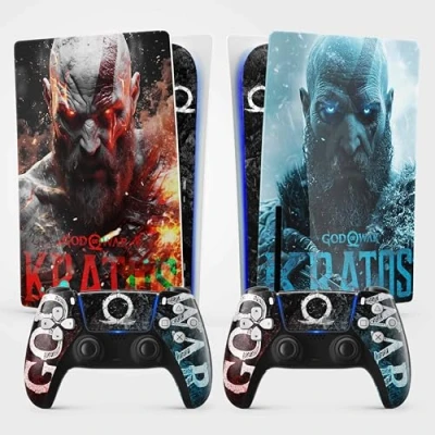 Imagen de PS5 Kratos Sticker, Playstation 5 Gaming Consola y Mando, Standard Edition Disc, Skin (2 Mandos)