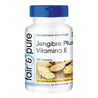 Imagen de Fair &amp; Pure® Jengibre 600mg en Cápsulas Vegano Extracto de raíz con Vitamina E Alta pureza 180