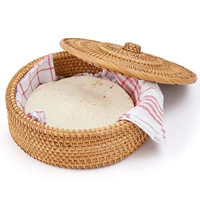 Imagen de Tortillada calentadora de tortillas 26 cm/cesta ratán con toalla 100% algodón incluida