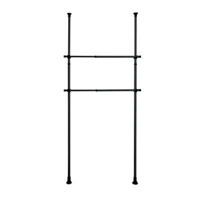 Imagen de Wenko Barra para Ropa Herkules Set de 2, complemento del Sistema telescópico a Juego Metal armarios vestidores o como Perchero, Incl. Soportes plástico, Extensible hasta 120 cm, Negro
