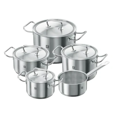 Imagen de ZWILLING Juego de ollas 5 Piezas, 4 Tapas, Apto para Inducción, Acero Inoxidable, Twin Classic