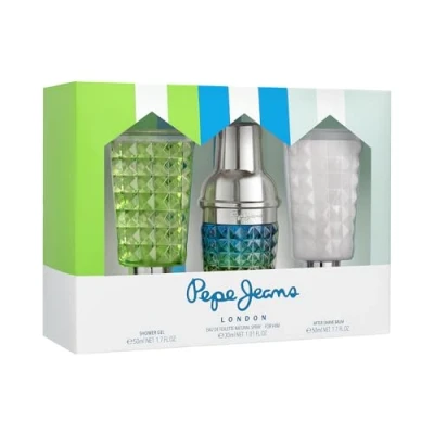 Imagen de Pepe Jeans Cocktail Edition For Him Estuche Regalo Perfumes Hombre Pack de 3 Piezas Eau Toilette 30ml, After Shave 50ml y Shower Gel Set Fragancia Cítrica, Amaderada Especiada