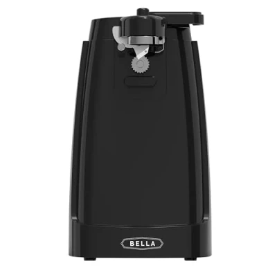 Imagen de BELLA Abrelatas Eléctrico y Afilador de Cuchillos, Abridor Botellas Tarros Multifunción con Palanca Corte Extraíble Almacenamiento Cable, Hoja Acero Inoxidable, Negro