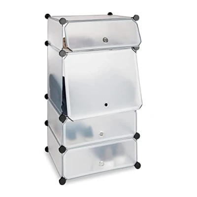 Imagen de Relaxdays Zapatero Estrecho Modular con 4 Compartimentos, 91 X 49 36.5 Cm