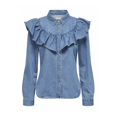 Imagen de ONLY Locker Geschnitten ÄRMELBÜNDCHEN MIT Knopf Blusa, Mujer, Talla: Small, Medium blue denim