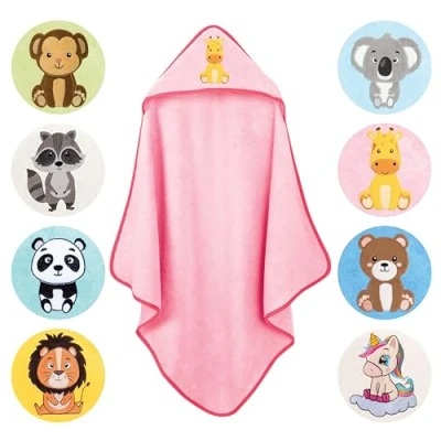Imagen de LAYNENBURG Premium Toalla con Capucha bebé de baño algodón 100% Oeko Tex para recién Nacidos y niños niñas (Jirafa 80x80cm)