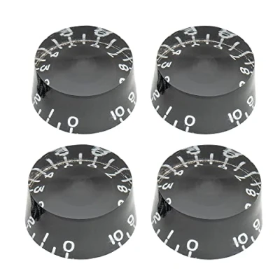 Imagen de Musiclily Pro Zurdas Imperial Pulgadas Tamaño Botones de Potenciómetros Forma Cilíndrica Perillas para USA Guitarra Eléctrica Les Paul Style,Negro (Juego 4)